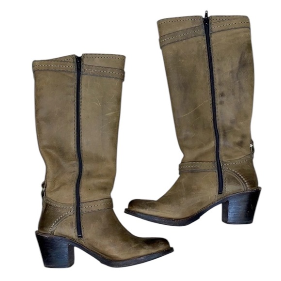 FRYE Carmen Tall Boots Size 8.5 Stone Tan Brown - Picture 3 of 16